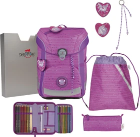 DerDieDas ErgoFlex Easy Purple Unicorn Schultaschen-Set, 5-tlg.