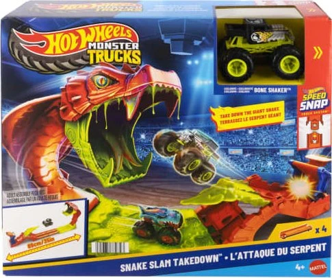 Mattel Hot Wheels Monster Trucks Snake Slam Takedown Playset