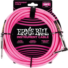 Ernie Ball 18' Braided Straight/Angle Instrument Cable Neon Pink