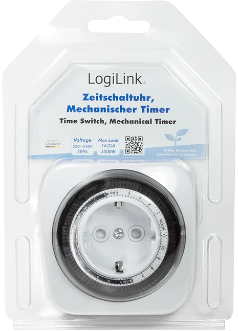 LogiLink analoge Tageszeitschaltuhr, IP20, weiß