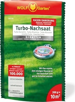 Wolf-Garten LR-S10 Turbo-Nachsaat Rasensaat Schatten, 200g