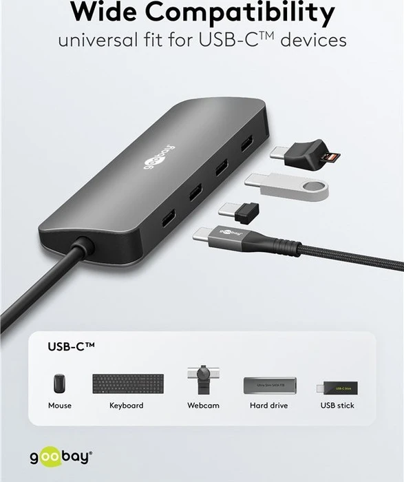 Wentronic goobay Slim 4-Port USB-Hub, 4x USB-C 3.1, USB-C 3.1 [Stecker]