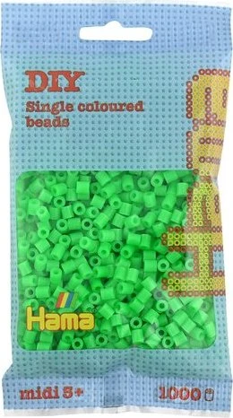 Hama midi Beutel mit Perlen 1000 Stück fluor grün