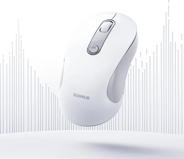 Baseus F02 Ergonomic Dual-Mode Wireless Mouse, weiß/grau, USB/Bluetooth