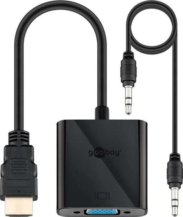 Wentronic Goobay HDMI/VGA und 3.5mm Klinke Adapter schwarz
