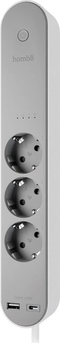 Hombli Powerstrip 3-fach weiß, 1x USB-C/1x USB-A, 3680W, Typ F, Smart-Steckdosenleiste