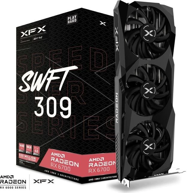 XFX Speedster SWFT 309 Radeon RX 6700 Core Gaming, 10GB GDDR6, HDMI, 3x DP
