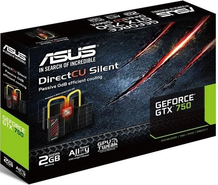 ASUS GeForce GTX 750 Silent, GTX750-DCSL-2GD5, 2GB GDDR5, DVI, HDMI, DP