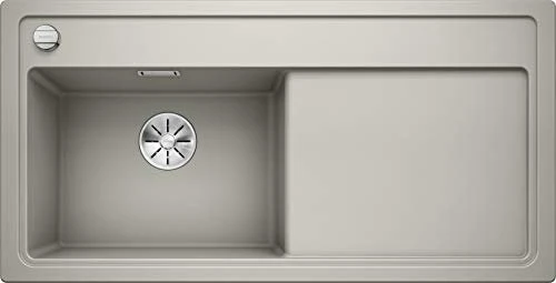 Blanco Zenar XL 6 S InFino Becken links mit Ablauffernbedienung perlgrau inkl. Holzschneidebrett