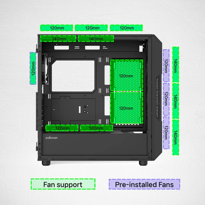 Zalman i3 Neo, schwarz, V2, Glasfenster