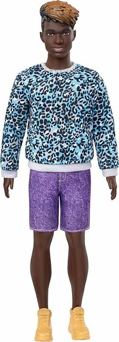 Mattel Barbie - Fashionistas Ken mit türkisem Pullover im Leopardenmuster Dreadlocks Broad