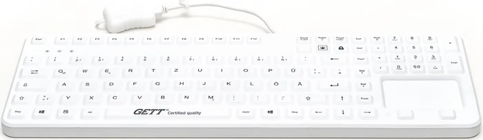 GETT KG26236 GCQ CleanType Prime Touch Plus mit Touchpad, medizinische Silikontastatur, weiß, USB, DE