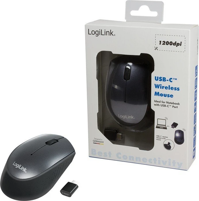 LogiLink Wireless USB-C Mouse schwarz, USB-C
