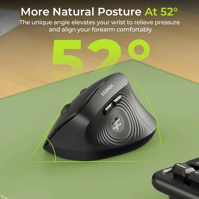 Seenda MOU200 Wireless Ergonomic Vertical Mouse, schwarz, USB/Bluetooth