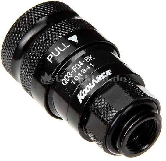 Koolance QD3 No-Spill Schnellverschluss gerade female, G1/4" schwarz