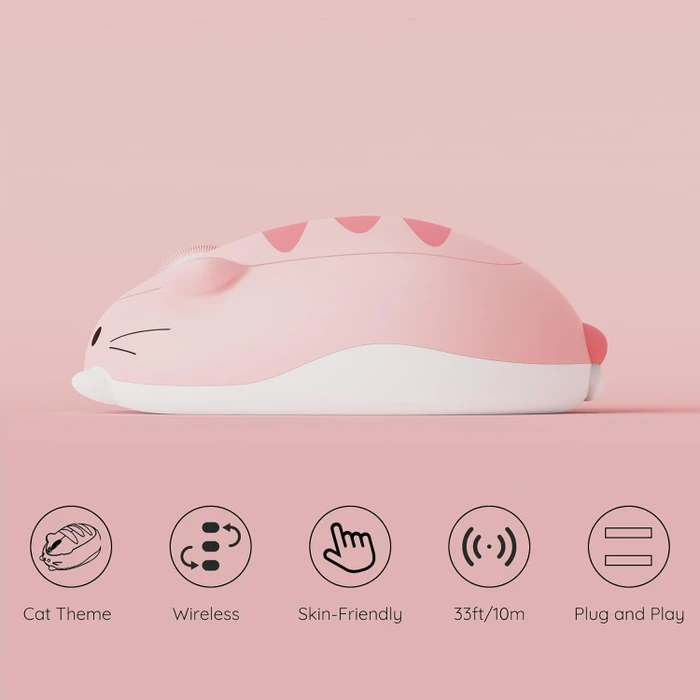 Akko x Waigua Cat Theme Wireless Mouse, Pink Angie, USB