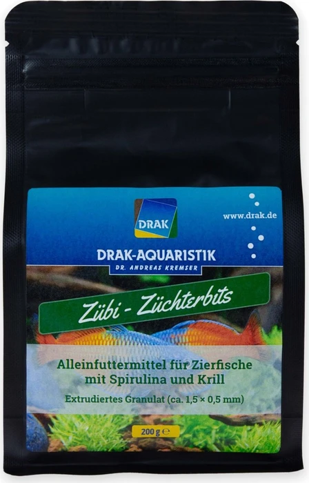 DRAK-Aquaristik Zübi, Züchter-Bits mit Spirulina und Krill, Boxpack, 200g