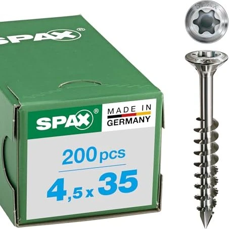 Spax Edelstahl rostfrei A2 T-STAR plus T20 Fassadenschraube, 4.5x35mm, 200 Stück