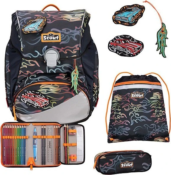 Scout Alpha Safety Light Flames Schultaschen-Set, 4-tlg.