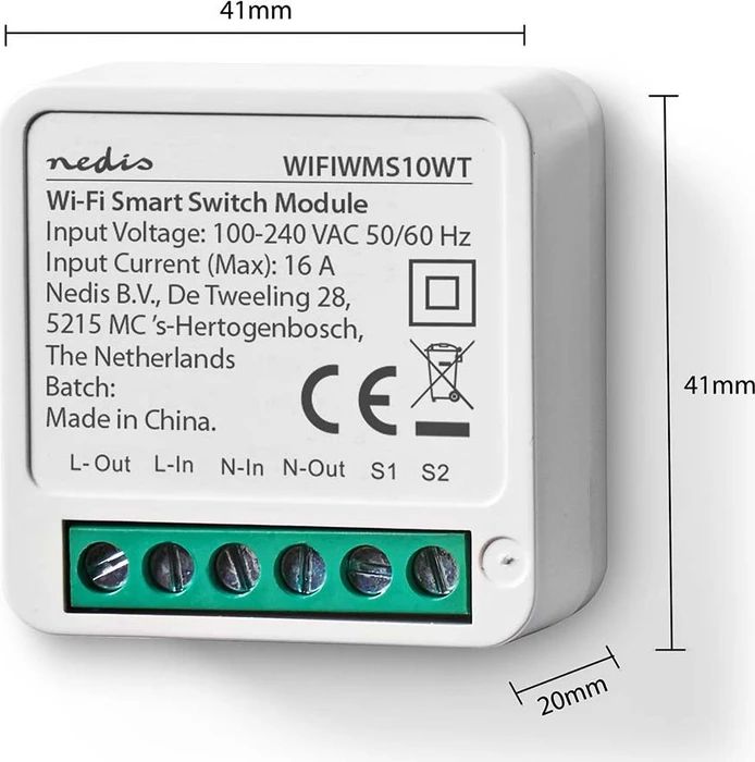 Nedis SmartLife WiFi Smart Switch Modul, 3680W, Schaltaktor