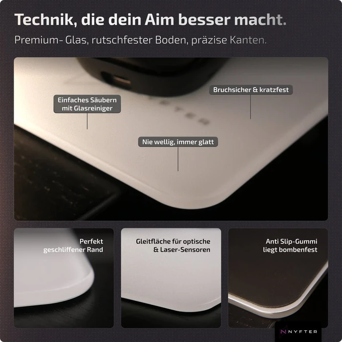 Nyfter Nyf Glas Mousepad, 500x500mm, weiß