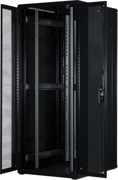 Rockstable 19" Serverschrank 42HE, Gitternetztür, IP2X, schwarz, 1000mm tief