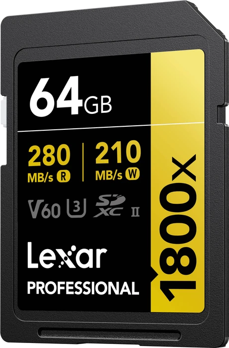 Lexar Professional 1800x Gold Series R280/W210 64GB, UHS-II U3, Class 10