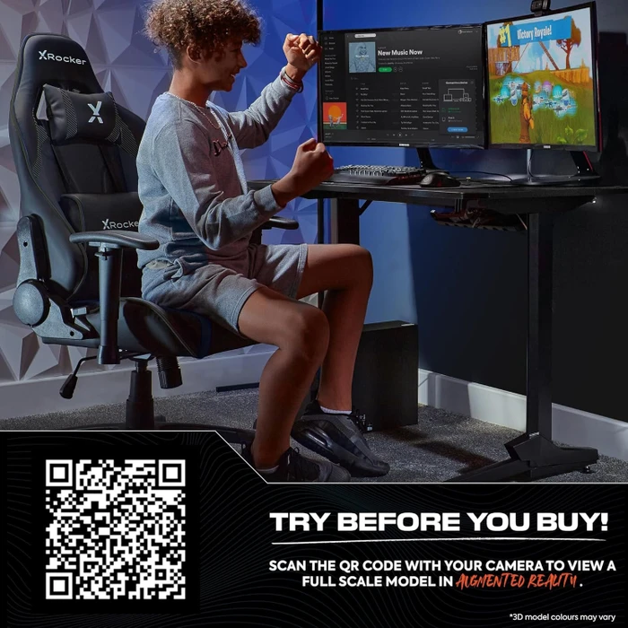 X Rocker Agility Compact Esports Gamingstuhl für für Kinder/Jugendliche, Carbon Schwarz