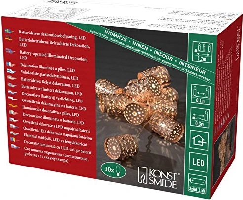 Konstsmide Dekolichterkette Metallzylinder kupfer LED 10x warmweiß