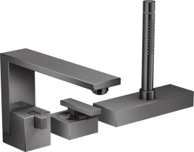 Hansgrohe AXOR Edge 3-Loch Einhebel-Wannenrandmischer - Diamantschliff polished black chrome