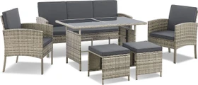 Juskys Turin Polyrattan Sitzgruppe grau-meliert