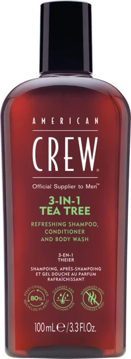 American Crew 3in1 Tea Tree Shampoo + Conditioner + Body Wash, 100ml