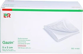 Lohmann & Rauscher Gazin Mullkompresse steril 8-fach,  5 x 5cm,   100 Stück (50x 2 Stück)