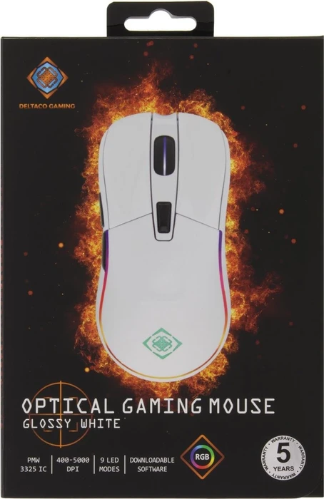 Deltaco RGB Gaming Mouse, weiß glänzend, USB