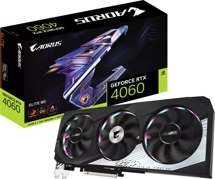 GIGABYTE AORUS GeForce RTX 4060 Elite 8G, 8GB GDDR6, 2x HDMI, 2x DP