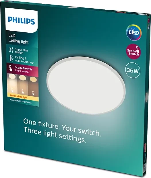 Philips Super Slim LED-Panel rund 36W weiß