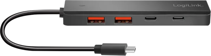 LogiLink Ultra-Slim USB-Hub, 2x USB-C 3.1/2x USB-A 3.1, USB-C 3.1 [Stecker]