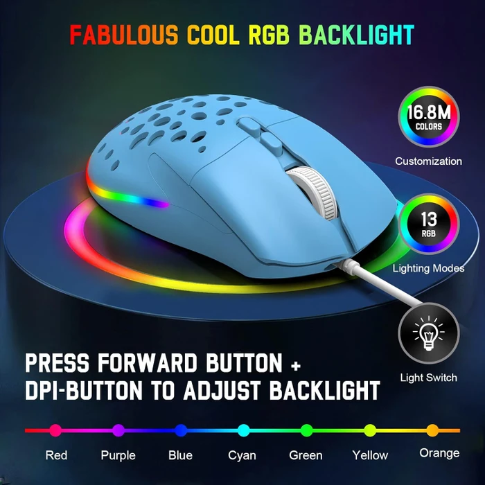 Ziyou Lang D19 RGB Gaming Mouse blau, USB