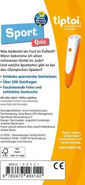 Ravensburger tiptoi Spiel: Wieso? Weshalb? Warum? Quiz - Sport