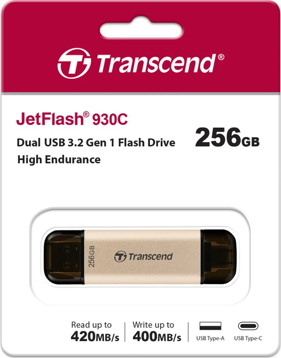 Transcend JetFlash 930C 256GB, USB-A + USB-C, USB 3.2 Gen 1×1