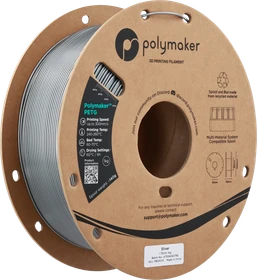 Polymaker PolyLite PETG, silber, Spule, 1.75mm, 1.00kg