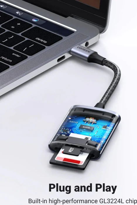 Ugreen 2-in-1 Card Reader, USB-C 3.0 [Stecker]
