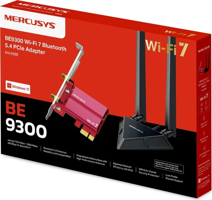 Mercusys WLAN-Adapter, Wi-Fi 7, BE9300, 2.4GHz/5GHz/6GHz WLAN, Bluetooth 5.4, PCIe x1