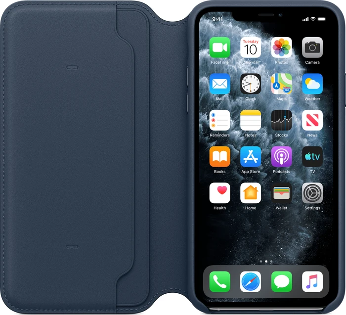 Apple Leder Folio Case für iPhone 11 Pro Max tiefseeblau