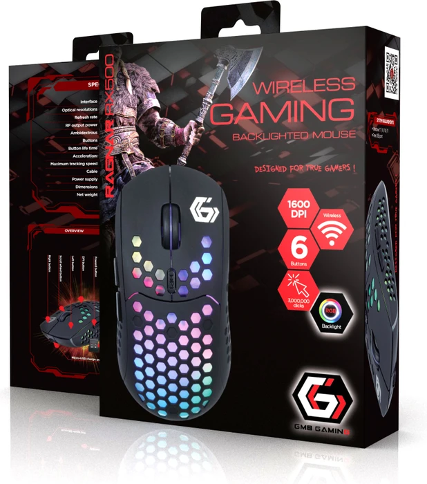 Gembird Ragnar WRX500 Wireless RGB Gaming Mouse schwarz, USB