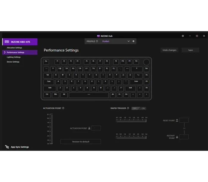 Sony INZONE KBD-H75 Gaming Keyboard, schwarz, LEDs RGB, Gateron 2.0 Magnetic Nebula, USB, DE