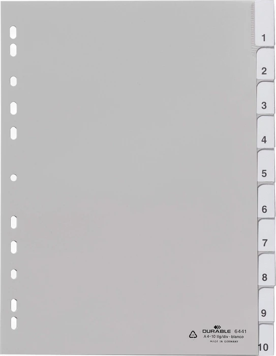 Durable Zahlenregister A4, grau, 10er Teilung