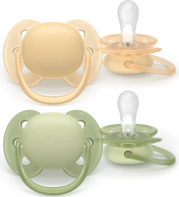 Philips Avent SCF091/45 ultra soft Beruhigungsschnuller, 6-18M, Silikon, grün/orange, 2 Stück