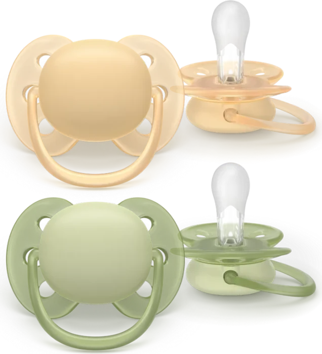 Philips Avent SCF091/45 ultra soft Beruhigungsschnuller, 6-18M, Silikon, grün/orange, 2 Stück