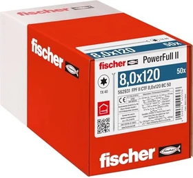 fischer PowerFull FPFII CTF 8.0x120 BC 50 Vollgewindeschraube, 8x120mm, 50 Stück